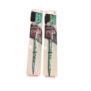 2 Evolve Triple Edge Styler Brush Multicolor rat tail comb 100% boar bristles